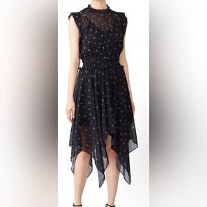 The Kooples Black Floral Midi Dress Size Large